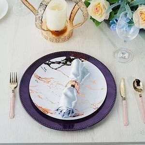 6 pcs 13" Purple Beaded Round Charger Plates. "Wedding Party " "special…